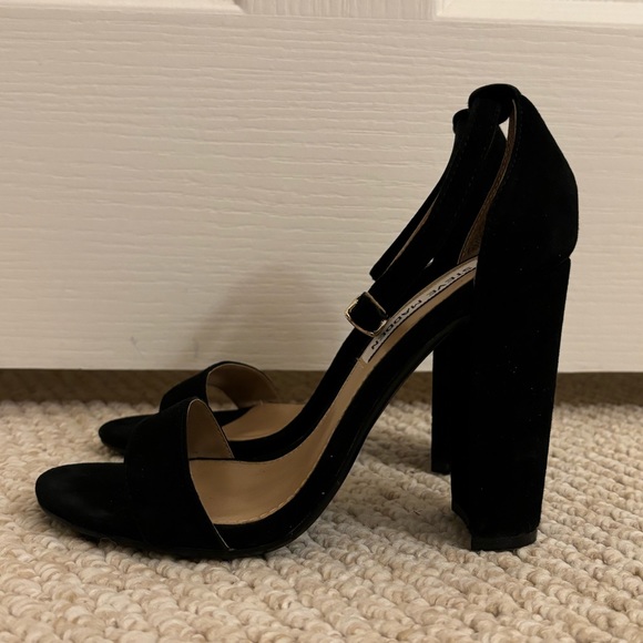 STEVE MADDEN Carrson Black Suede Block Heel with Ankle Strap - Picture 5 of 12